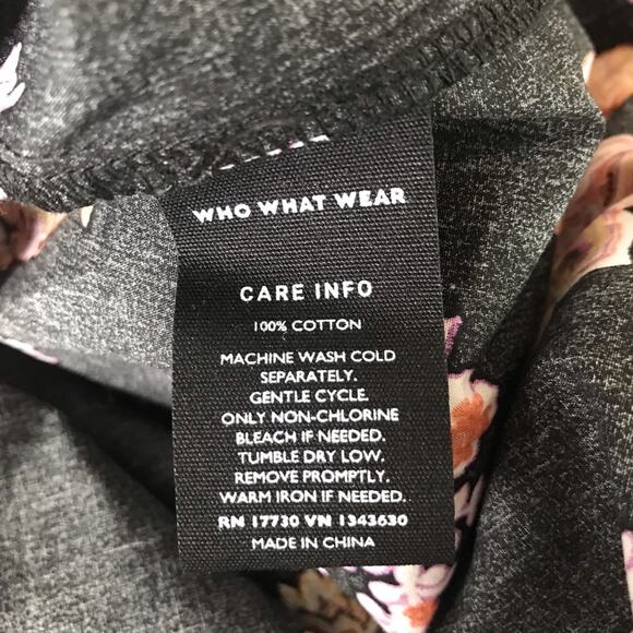 Who What Wear Black Floral Long Modest Cotton Rustic Ruffle Prairie Boho Dress L - Picture 13 of 14